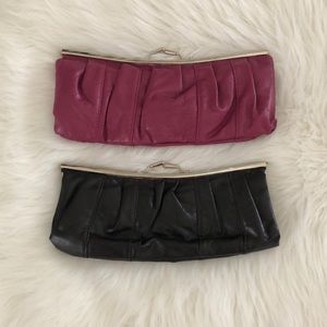 Bundle of 2 Clutch Purses (Magenta & Brown)